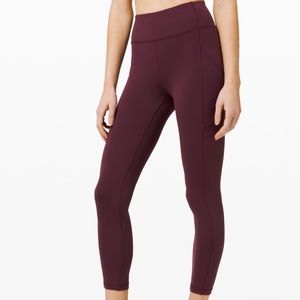 SOLD! maroon lulu speed crop size 8